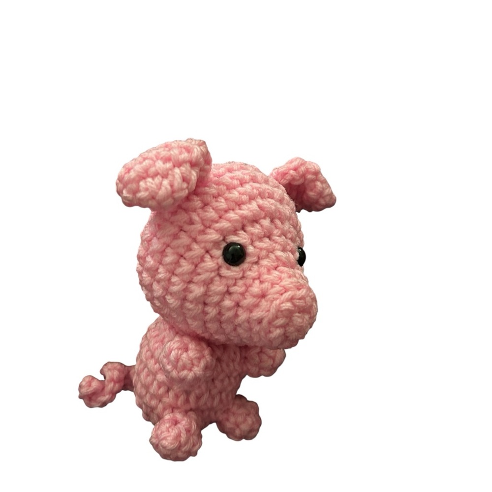 Pink Crochet Pig Plush Toy